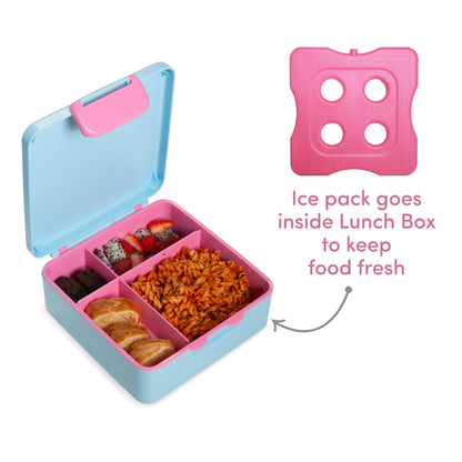 EAZY KIDS Jumbo Bento Lunch Box w/360ml Steel Water Bottle, Spoon & Fork Set, and Insulated Lunch Bag - Flamingo Pink