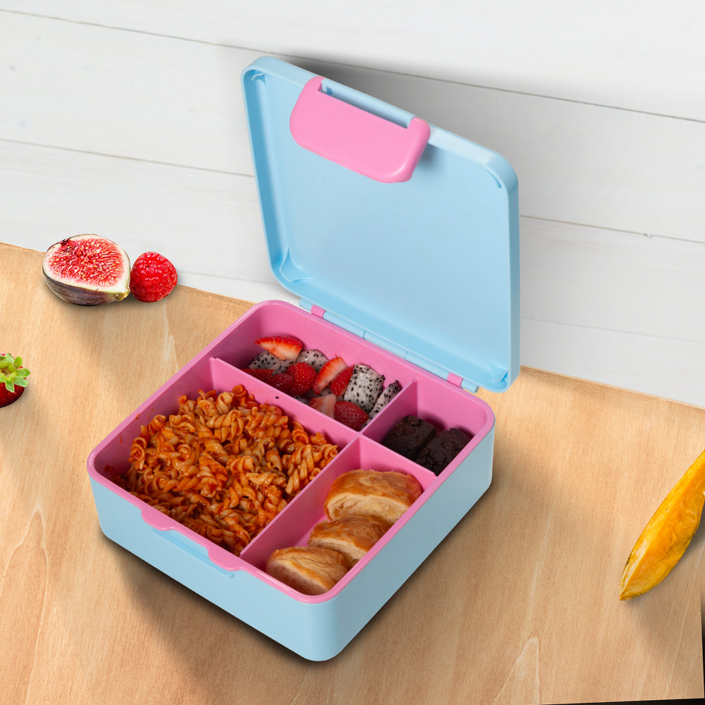 EAZY KIDS Jumbo Bento Lunch Box w/360ml Steel Water Bottle, Spoon & Fork Set, and Insulated Lunch Bag - Flamingo Pink