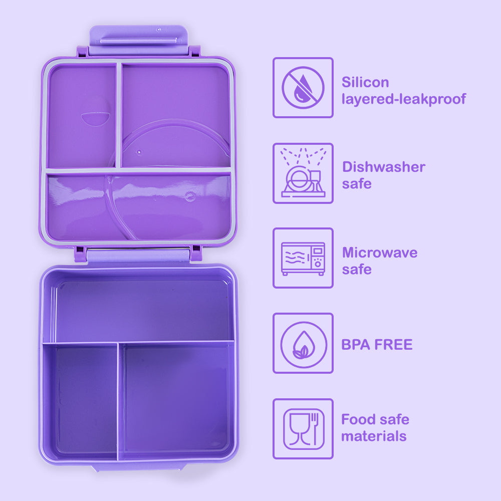 Eazy Kids 3/4 Jumbo Lunch Box w/Bowl, Spoon & Fork - Purple