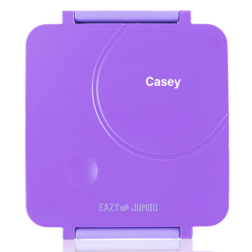 Eazy Kids Personalized 3/4 Jumbo Lunch Box w/Bowl, Spoon & Fork - Purple