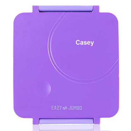 Eazy Kids Personalized 3/4 Jumbo Lunch Box w/Bowl, Spoon & Fork - Purple
