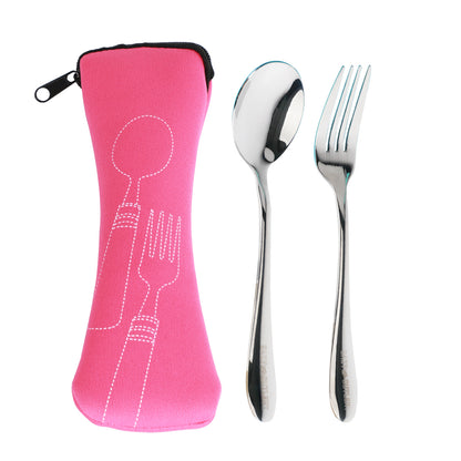 EAZY KIDS 3/4 Jumbo Lunch Box w/Bowl, Spoon & Fork - Pink