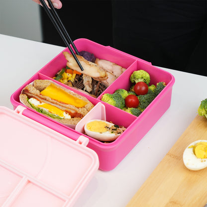 EAZY KIDS 3/4 Jumbo Lunch Box w/Bowl, Spoon & Fork - Pink
