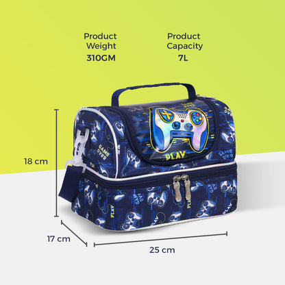 EAZY KIDS Dual Compartment Lunch Bag Gamer - Blue