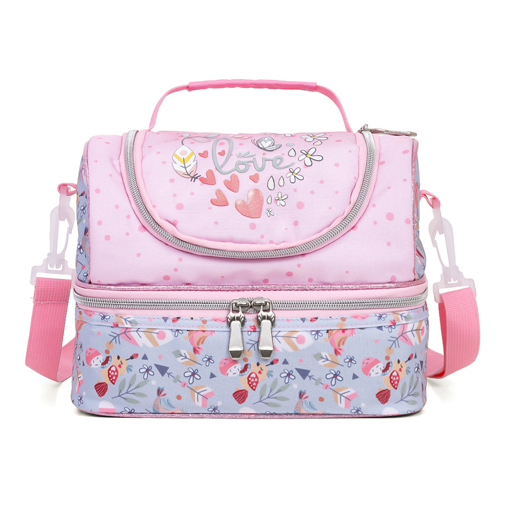 EAZY KIDS Dual Compartment Lunch Bag Love - Pink