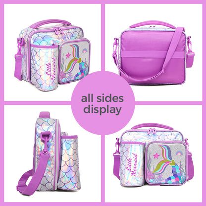 EAZY KIDS Bottle/Lunch Bag Mermaid Chrome - Purple