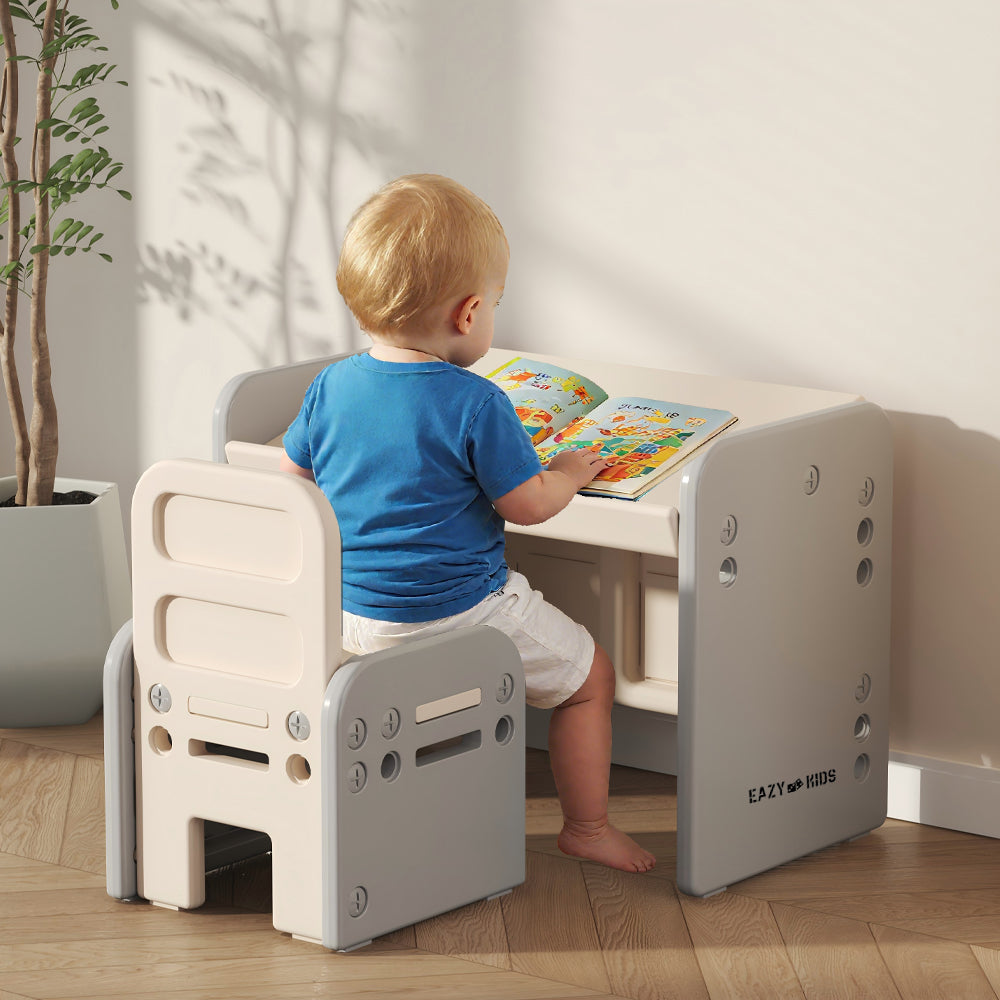Eazy Kids Adjustable Angle Table and Chair Set - Grey