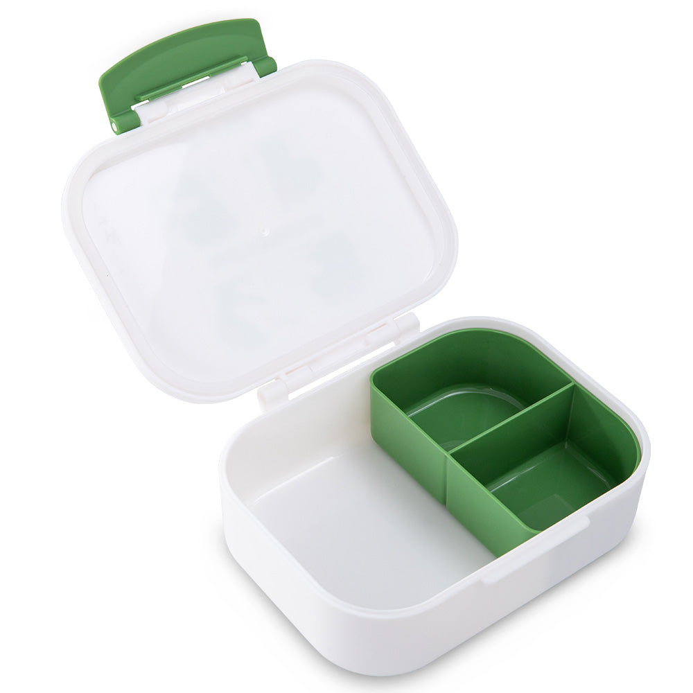 Eazy Kids Personalized Bento Lunch Box Set of 2, 1200ml + 760ml, Leakproof, BPA Free, Compartment Food Containers - Dino Green