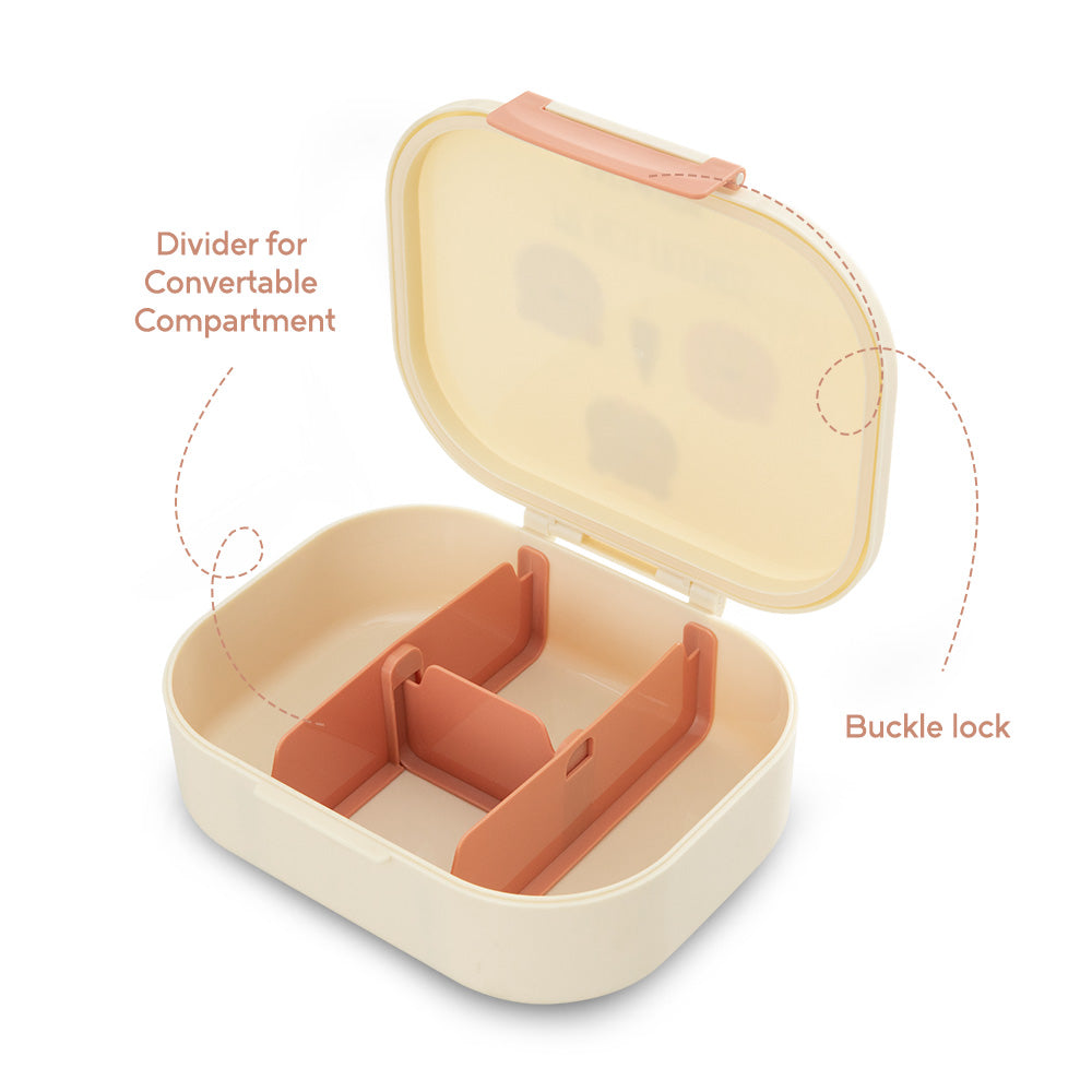 Eazy Kids Personalized Bento Lunch Box Set of 2, 1200ml + 760ml, Leakproof, BPA Free, Compartment Food Containers - Friend Ivory