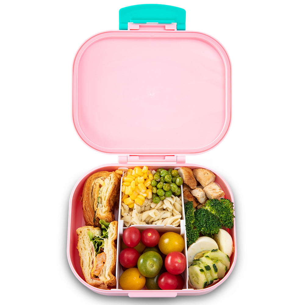 Eazy Kids Bento Lunch Box Set of 2, 1200ml + 760ml, Leakproof, BPA Free, Compartment Food Containers - Shine Pink