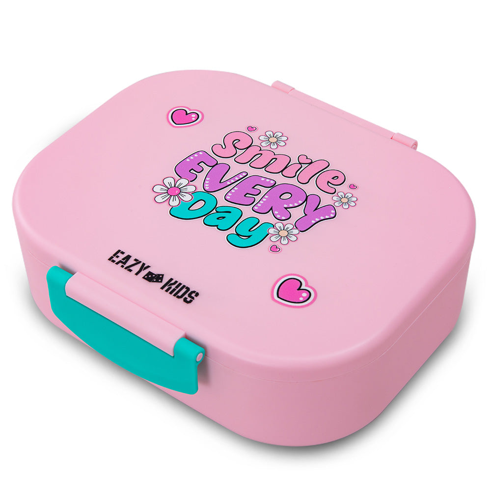 Eazy Kids Personalized Bento Lunch Box Set of 2, 1200ml + 760ml, Leakproof, BPA Free, Compartment Food Containers - Shine Pink