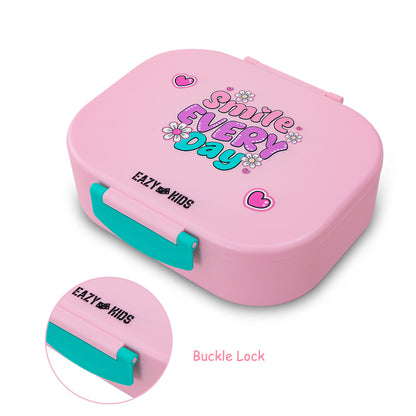 Eazy Kids Personalized Bento Lunch Box Set of 2, 1200ml + 760ml, Leakproof, BPA Free, Compartment Food Containers - Shine Pink