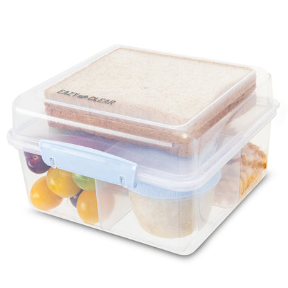Eazy Kids All in One Lunch & Sandwich Box with Food Jar 1780ml – Leakproof 4-Compartment Lunch Box for Kids, Grey