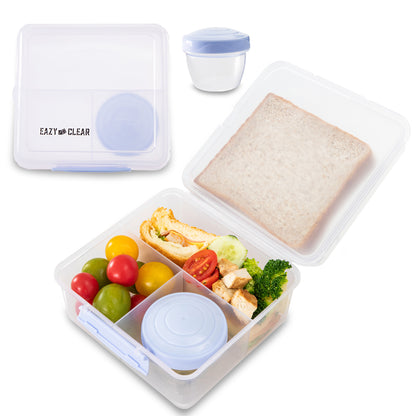 Eazy Kids Personalized All in One Lunch & Sandwich Box with Food Jar 1780ml ‚Äì Leakproof 4-Compartment Lunch Box for Kids, Grey