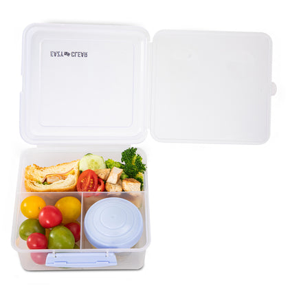 Eazy Kids Personalized All in One Lunch & Sandwich Box with Food Jar 1780ml ‚Äì Leakproof 4-Compartment Lunch Box for Kids, Grey