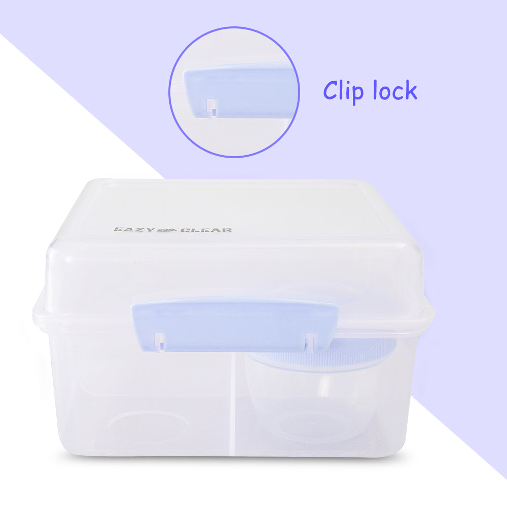 Eazy Kids Personalized All in One Lunch & Sandwich Box with Food Jar 1780ml ‚Äì Leakproof 4-Compartment Lunch Box for Kids, Grey