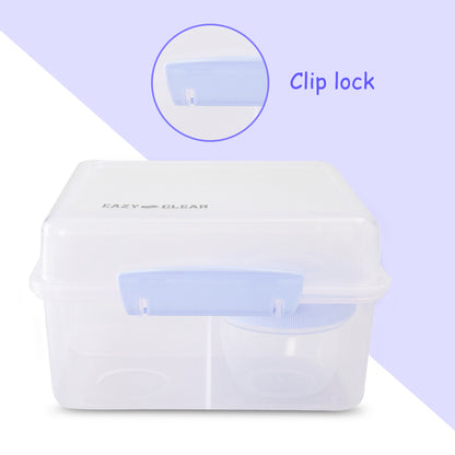 Eazy Kids Personalized All in One Lunch & Sandwich Box with Food Jar 1780ml ‚Äì Leakproof 4-Compartment Lunch Box for Kids, Grey