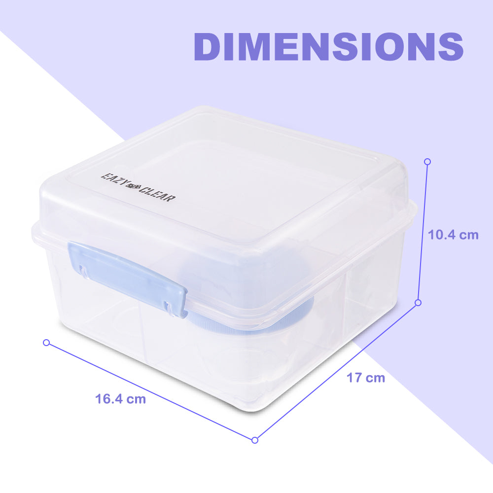 Eazy Kids Personalized All in One Lunch & Sandwich Box with Food Jar 1780ml ‚Äì Leakproof 4-Compartment Lunch Box for Kids, Grey