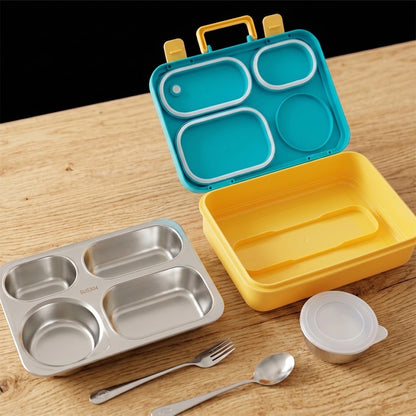 Eazy Kids Personalized Stainless Steel Lunch Box for Kids – 800ml with 150ml Food Jar - Blue