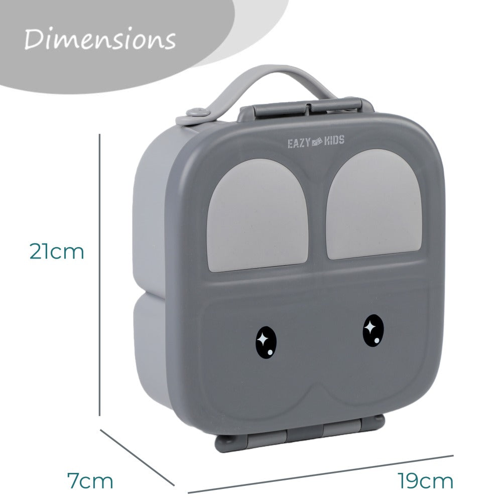 EAZY KIDS Bento Lunch Box w/handle - Grey