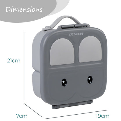 EAZY KIDS Bento Lunch Box w/handle - Grey