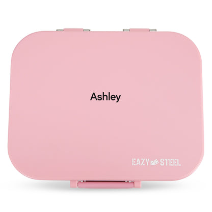 Eazy Kids Personalized Premium Stainless Steel Bento Lunch Box w/ Silicon Lid, Pink