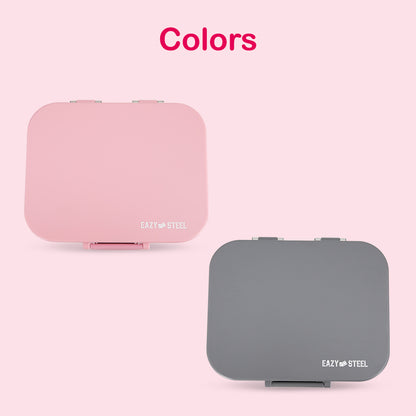 Eazy Kids Personalized Premium Stainless Steel Bento Lunch Box w/ Silicon Lid, Pink