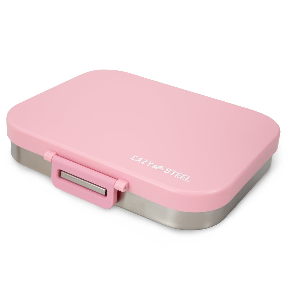 Eazy Kids Personalized Premium Stainless Steel Bento Lunch Box w/ Silicon Lid, Pink