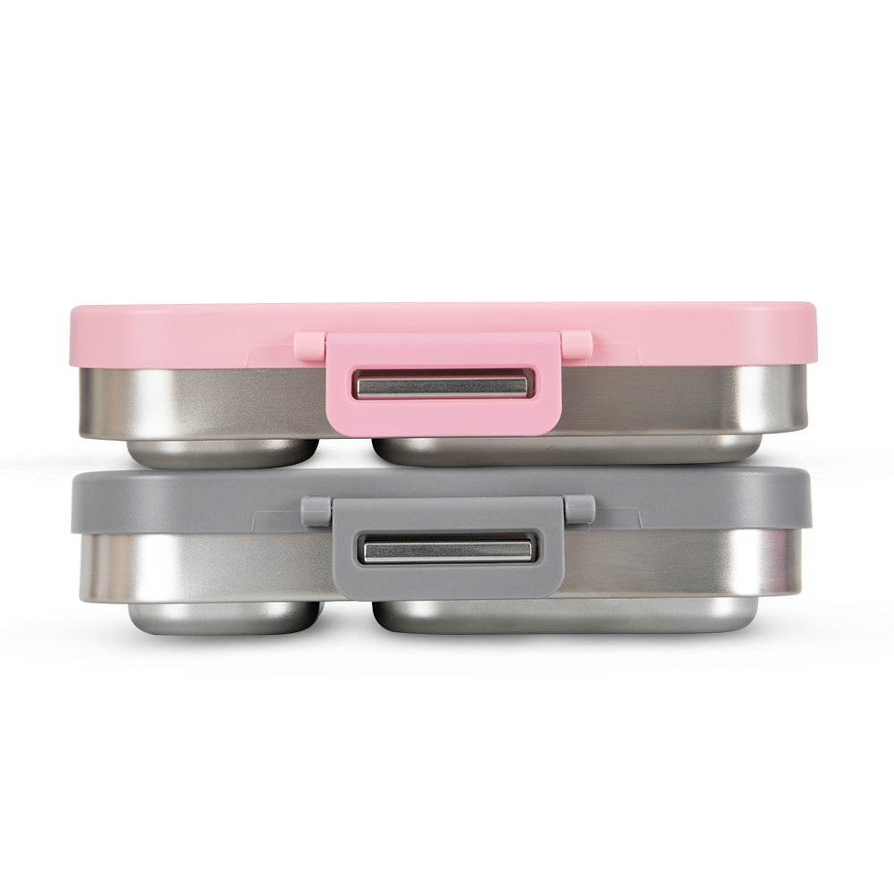 Eazy Kids Personalized Premium Stainless Steel Bento Lunch Box w/ Silicon Lid, Pink