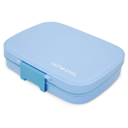 Eazy Kids Personalized Premium Stainless Steel Lunch Box 710ml – Leakproof 3-Compartment Lunch Box for Kids, Blue