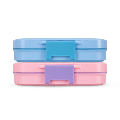 Eazy Kids Personalized Premium Stainless Steel Lunch Box 710ml – Leakproof 3-Compartment Lunch Box for Kids, Blue