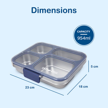 Eazy Kids Stainless Steel Bento Lunch Box w/ Tritan Lid,Blue