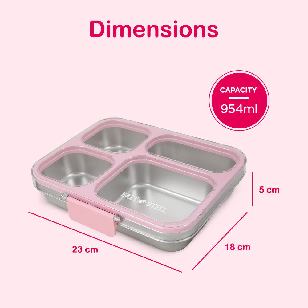 Eazy Kids Stainless Steel Bento Lunch Box w/ Tritan Lid, Pink