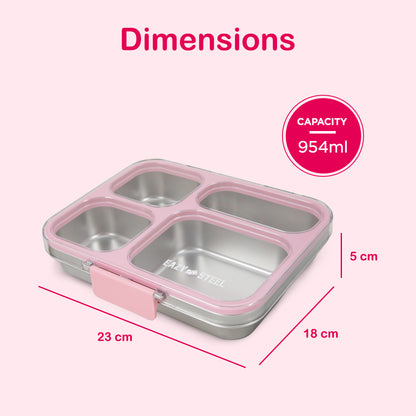 Eazy Kids Stainless Steel Bento Lunch Box w/ Tritan Lid, Pink