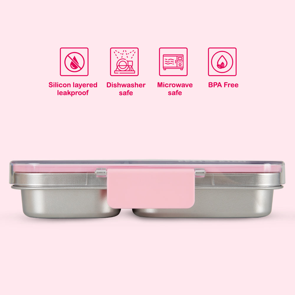Eazy Kids Stainless Steel Bento Lunch Box w/ Tritan Lid, Pink