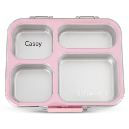 Eazy Kids Personalized Stainless Steel Bento Lunch Box w/ Tritan Lid, Pink