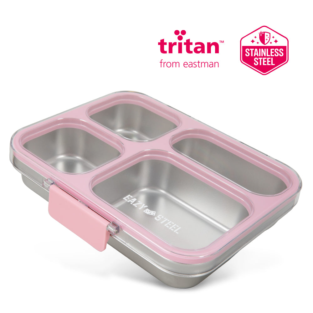 Eazy Kids Personalized Stainless Steel Bento Lunch Box w/ Tritan Lid, Pink