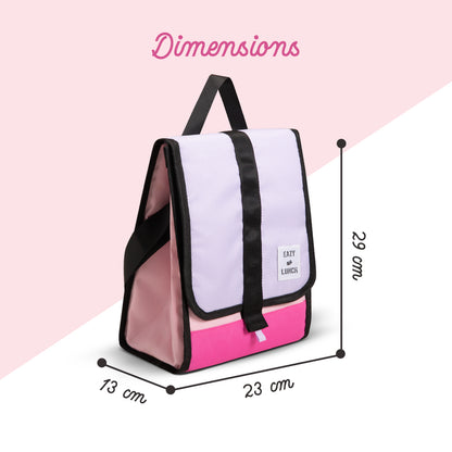 EAZY KIDS Lunch Bag – Insulated, Foldable & Stylish (Pink & Lavender)