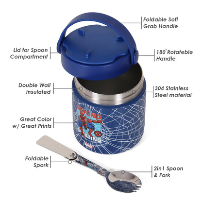 Marvel Beyond Amazing Spider - Man Stainless Steel Insulated Food Jar - Blue(350ml)
