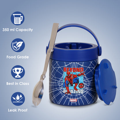 Marvel Beyond Amazing Spider - Man Stainless Steel Insulated Food Jar - Blue(350ml)