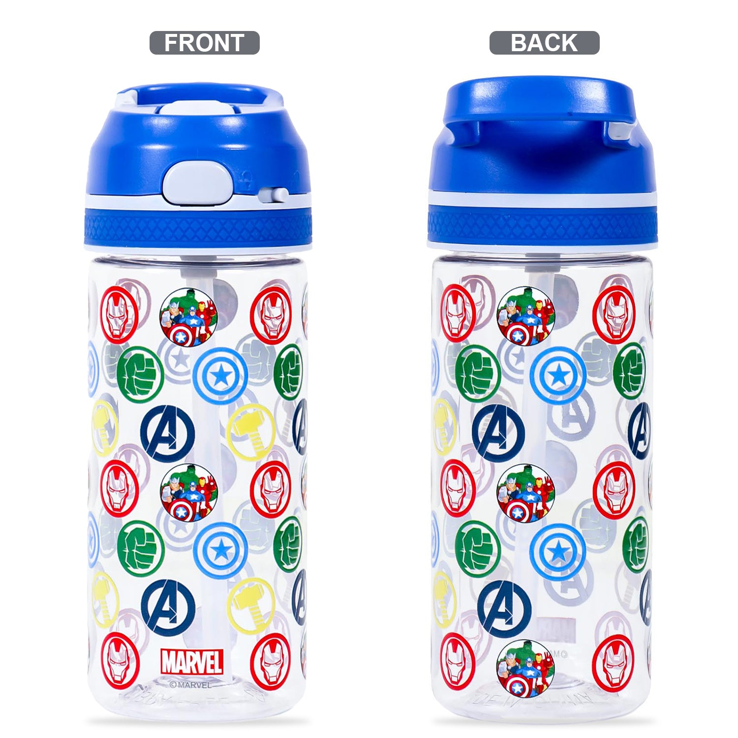 Marvel Avengers Tritan Water Bottle w/Lockable Push button and Carry Handle - Blue (420ml)