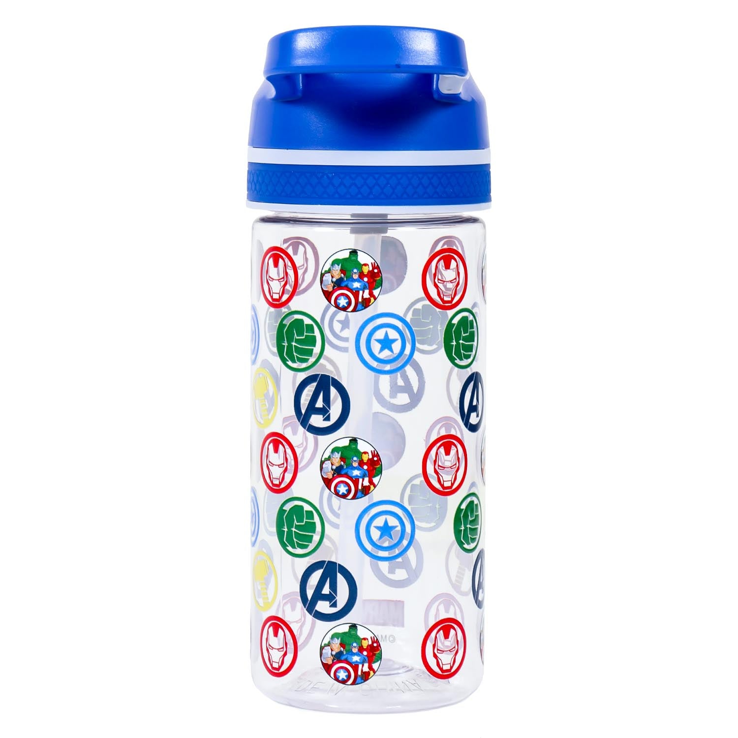 Marvel Avengers Tritan Water Bottle w/Lockable Push button and Carry Handle - Blue (420ml)