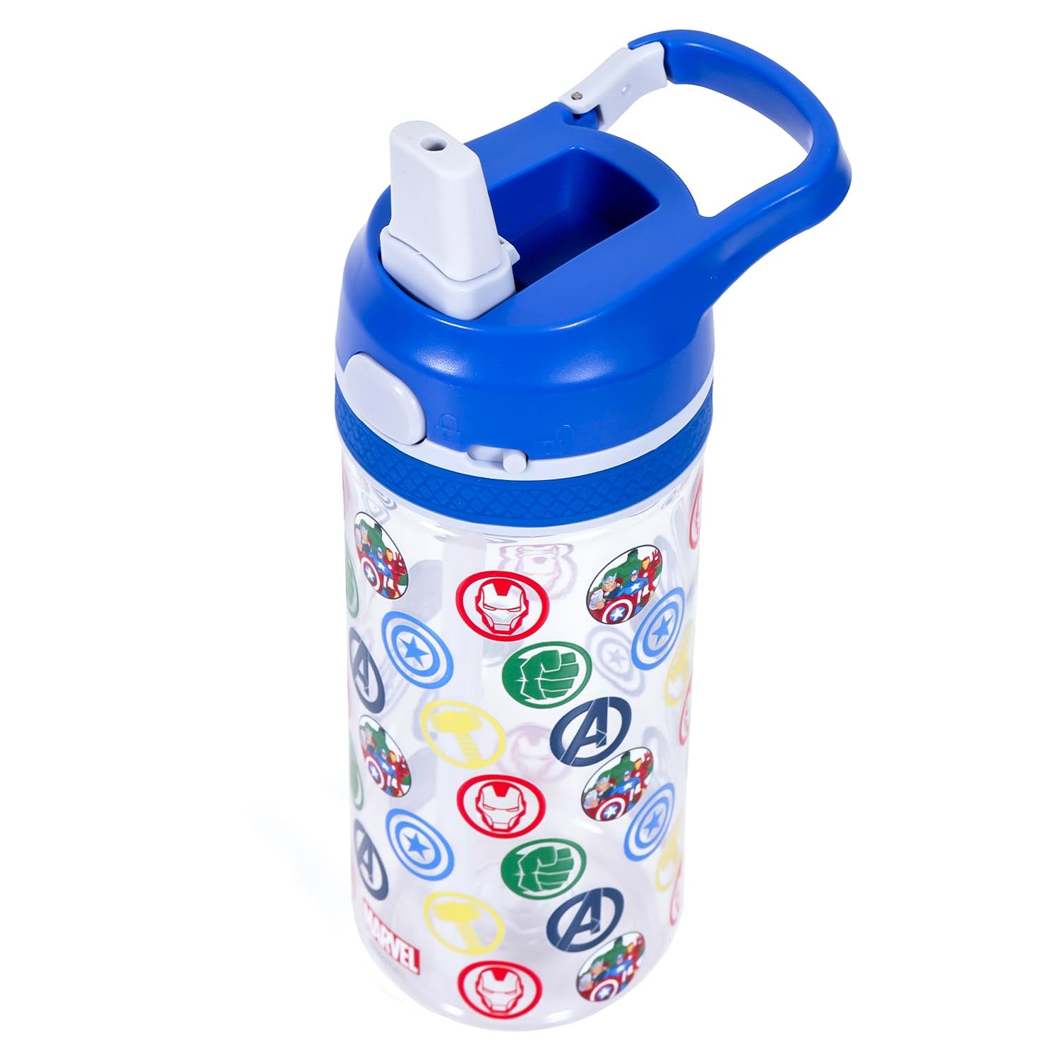 Marvel Avengers Tritan Water Bottle w/Lockable Push button and Carry Handle - Blue (420ml)