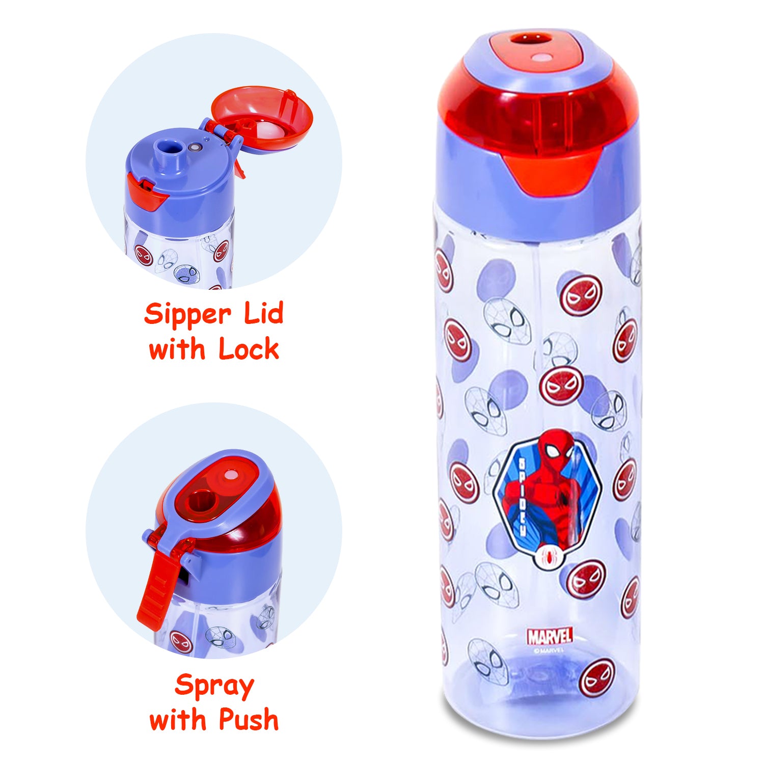 Marvel Spider - Man Tritan Water Bottle w/Spray - Blue (750ml)
