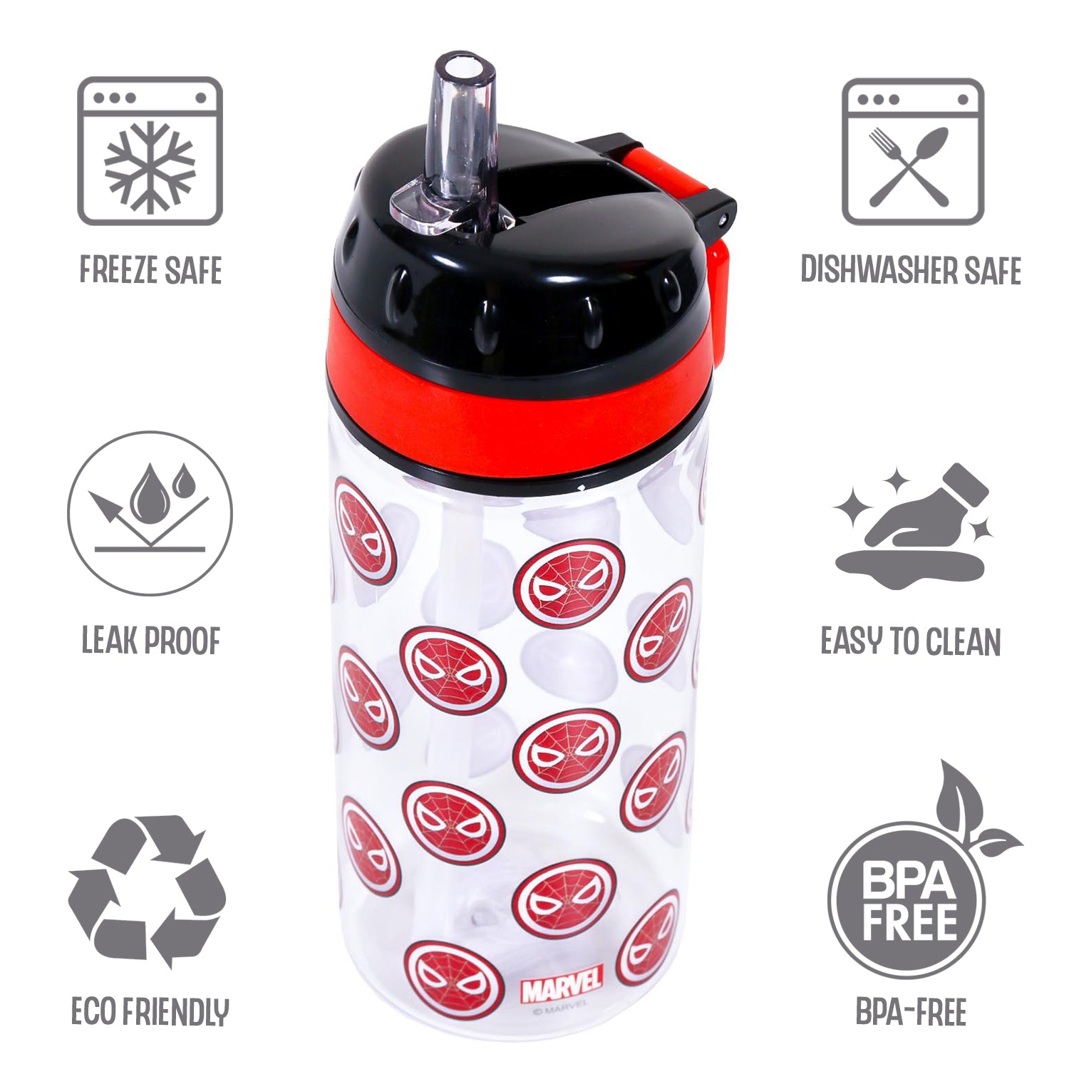 Marvel Spider - Man Tritan Water Bottle w/Carry handle - Black Red(420ml)