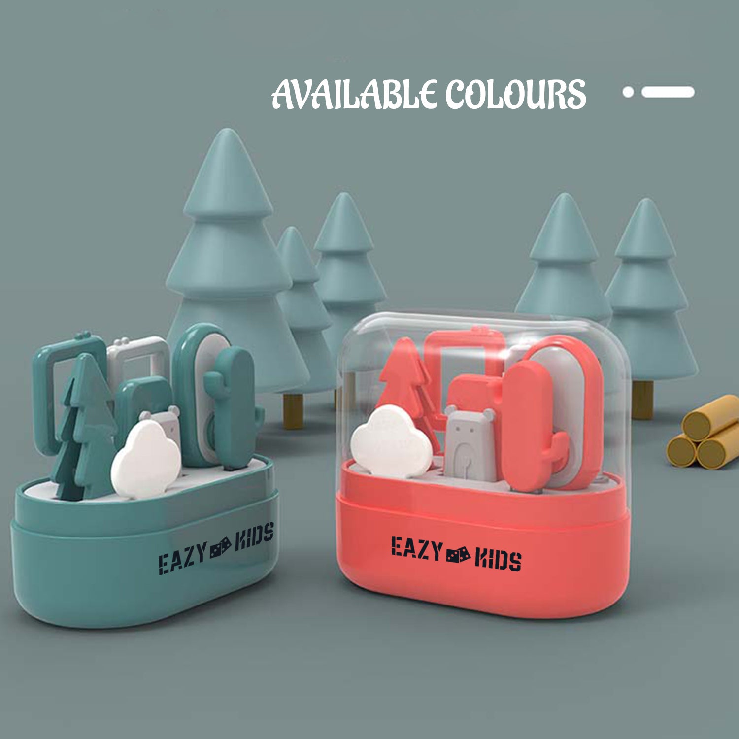 EAZY KIDS 6 in 1 Baby Nail Care Set w/Nail Clipper, Scissor, Nail Filers, Ear Cleaning Spoon and Tweezer - Manicure and Pedicure Kit for Newborns, Infants, Children - Red