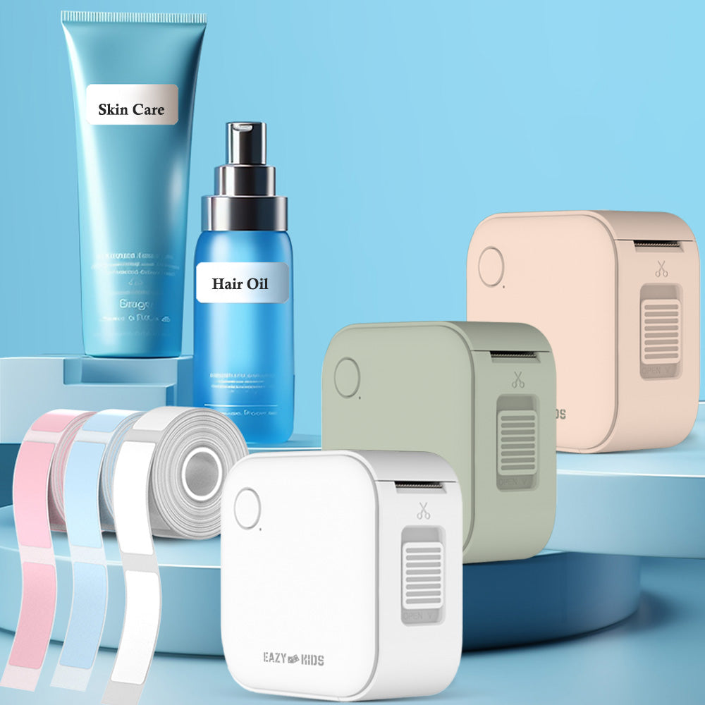 Eazy Kids Mini Label Maker Printer with 180 Labels Roll, Smart App Control for Home, Office, School - Pink