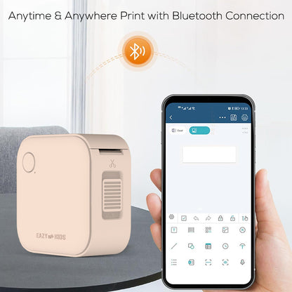 Eazy Kids Mini Label Maker Printer with 180 Labels Roll, Smart App Control for Home, Office, School - Pink