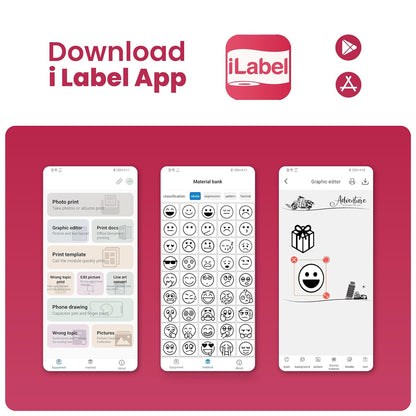 طابعة ملصقات صغيرة من إيزي كيدز مع 180 لفة ملصقات، تحكم ذكي بالتطبيق للمنزل والمكتب والمدرسة - أبيض