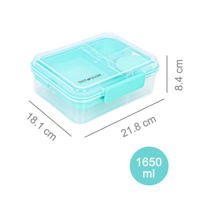 EAZY KIDS 3/4/5 Compartment Convertible 1650ml Bento Lunch Box with 150ml Gravy Bowl - Green